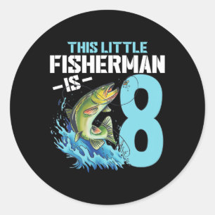 Sticker Rond Garçons Pêche Anniversaire Chemise 8 Ans Poisson G
