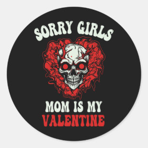Sticker Rond Garçons Red Ghost Crâne Coeur Désolé Filles Maman 
