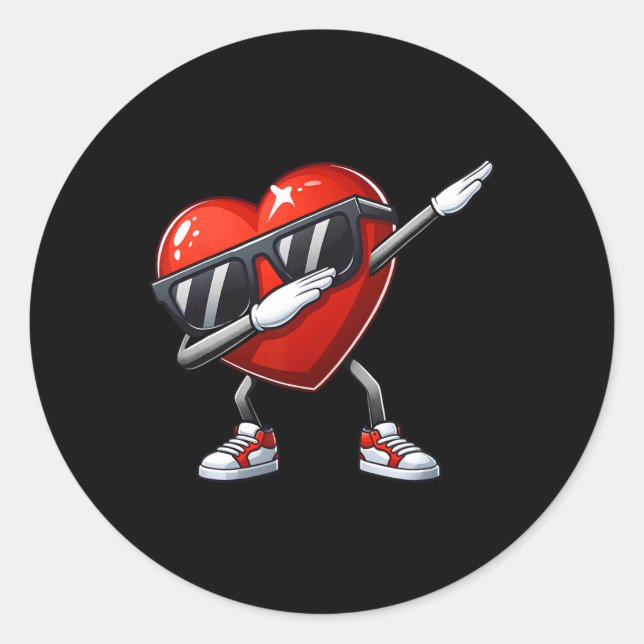 Sticker Rond Garçons Saint-Valentin Dabbing Cœur Célibataires F (Devant)