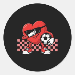 Sticker Rond Garçons Saint-Valentin Footll Dab Football Cœur Ho