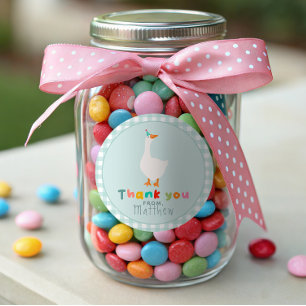 Sticker Rond Garçons Silly Goose Premier Anniversaire En vichy