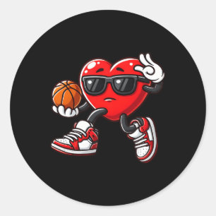 Sticker Rond Garçons Toddler Coeur mignon Jouer Basket-ball Val