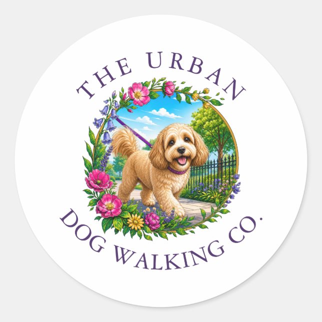 Sticker Rond Garde de jour pour chien Cockapoo (Devant)