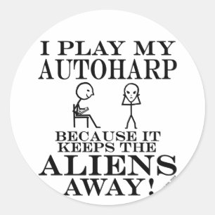 Sticker Rond Garde des aliens Autoharp parti