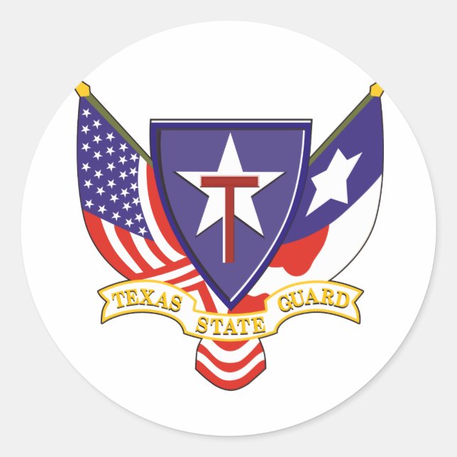 Sticker Rond Garde d'état du Texas (Devant)