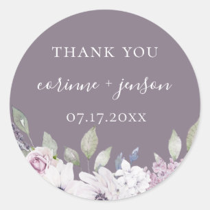Sticker Rond Garden Floral Violet Mariage Faveur