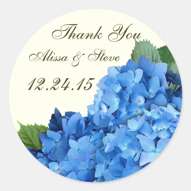 Sticker Rond Garden Romance Hydrangea Wedding Favoriser les Éti (Devant)