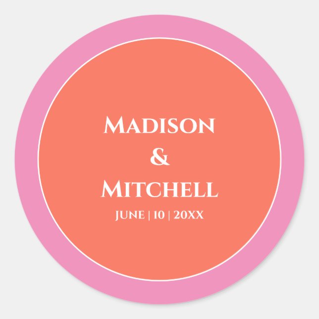 Sticker Rond Garden Sunrise Pink Orange Aquarelle Mariage (Devant)