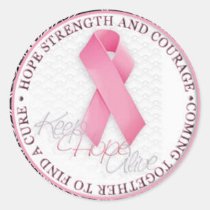 Sticker Rond garder espoir vivant rose ruban cancer du sein