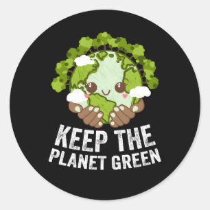 Sticker Rond Garder La Planète écologie verte Arbres Écosystème