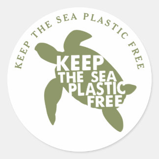 Sticker Rond Garder La Tortue Mer En Plastique Libre