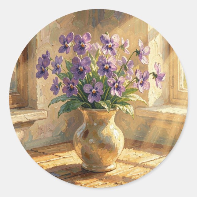Sticker Rond Garder le contact | Violettes Violettes (Devant)