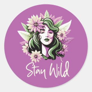 Sticker Rond Garder l'enfant à fleurs sauvage