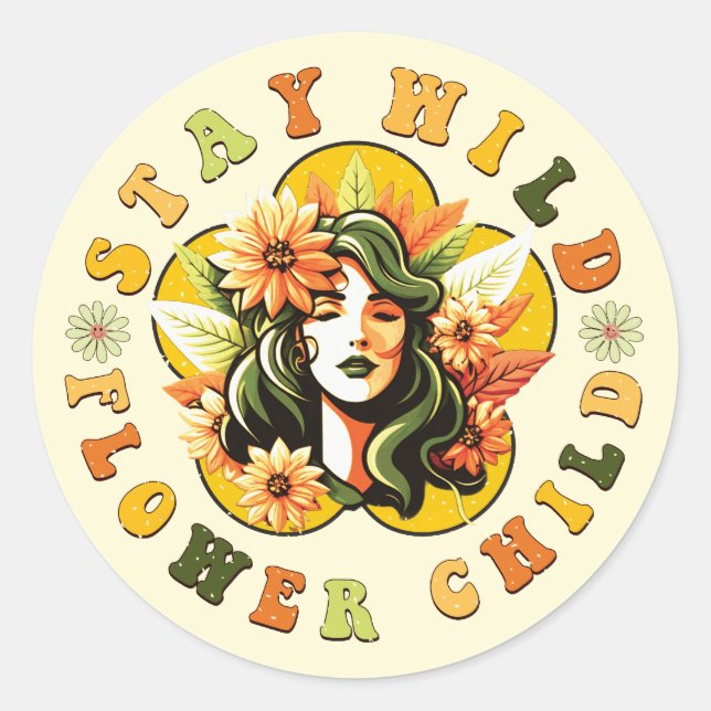 Sticker Rond Garder l'enfant à fleurs sauvage (Devant)