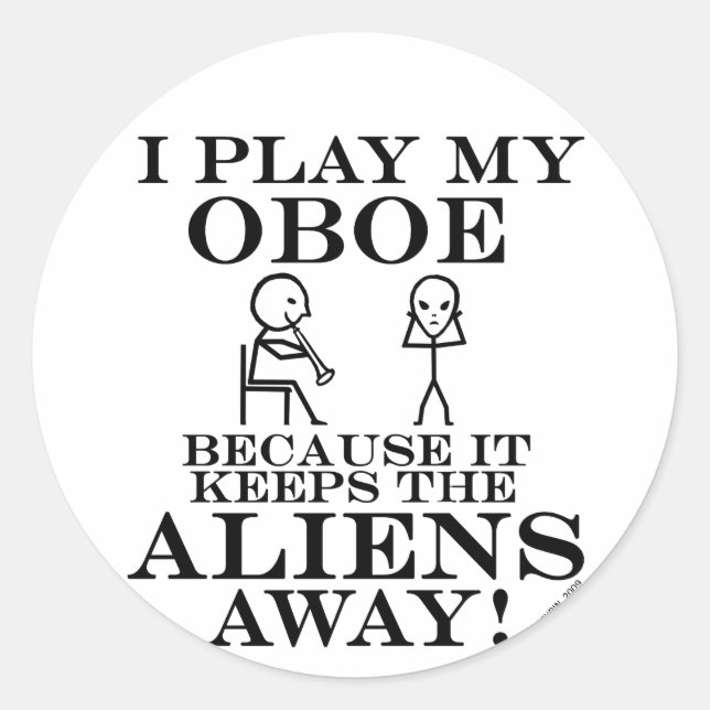 Sticker Rond Garder les Aliens loin d'Oboe (Devant)