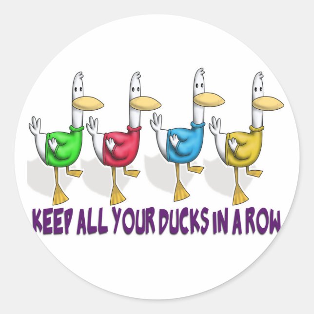Sticker Rond garder tous ses canards en rang (Devant)
