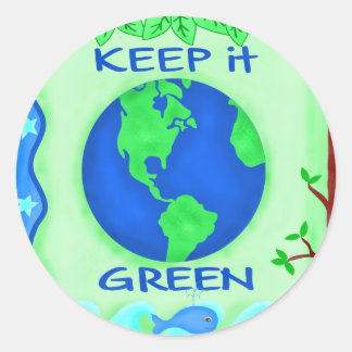 Sticker Rond Garder vert Sauver la Terre Environnement Art