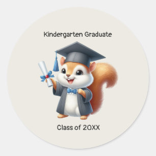 Sticker Rond Gardergarten Garduen Graduate Cute Squirrel Grad