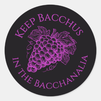 Sticker Rond Gardez Bacchus dans l'autocollant de raisins de Ba