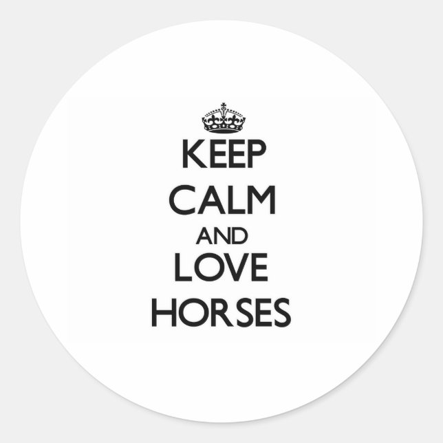 Sticker Rond Gardez calme et amour Chevaux (Devant)