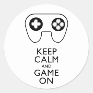 Sticker Rond GARDEZ CALME ET CONTINUEZ À JOUER - Manette de jeu
