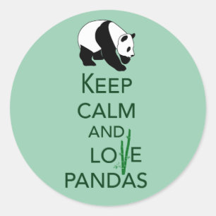 Sticker Rond Gardez la copie d'art de cadeau de pandas de calme