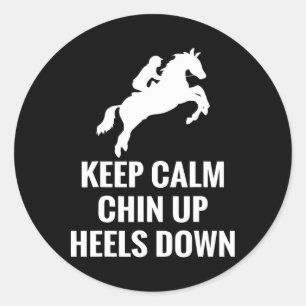 Sticker Rond Gardez Le Calme Chin En Haut talons En Bas Horseba