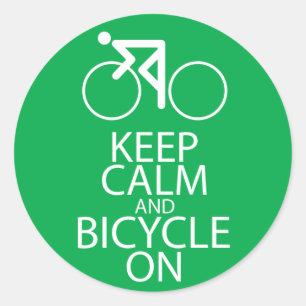 Sticker Rond Gardez le calme et allez à vélo sur le vert de