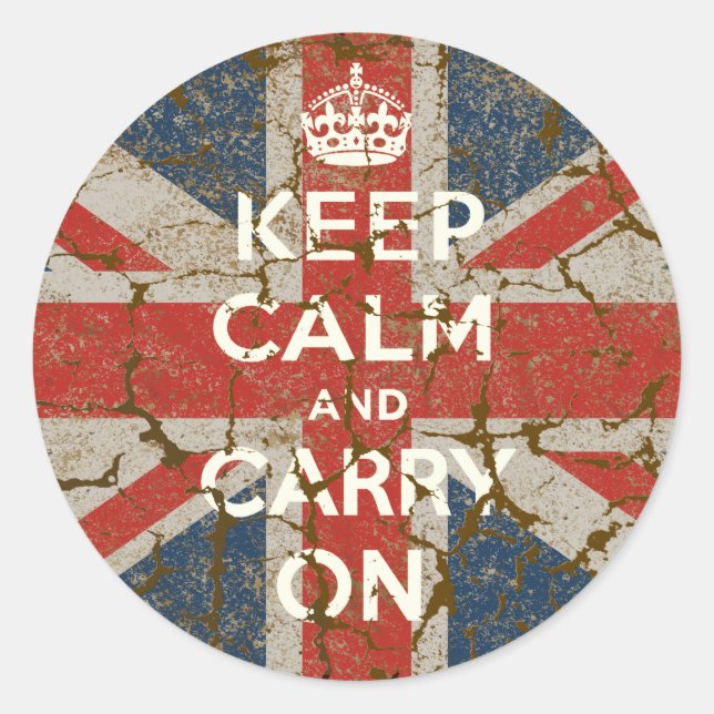 Sticker Rond Gardez le calme et continuez avec le drapeau brita (Devant)