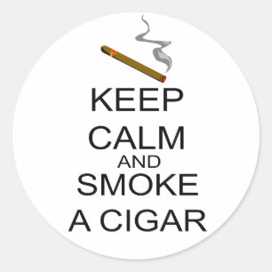 Sticker Rond Gardez le calme et fumez un cigare