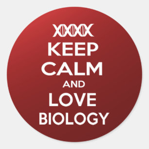 Sticker Rond Gardez le calme et la biologie d'amour