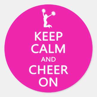 Sticker Rond Gardez le calme et la joie, rose Pom-pom girl