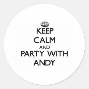 Sticker Rond Gardez le calme et la partie avec Andy