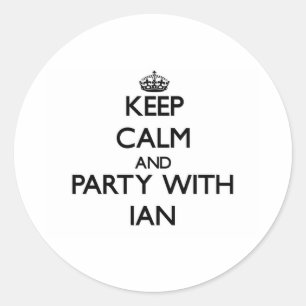 Sticker Rond Gardez le calme et la partie avec Ian