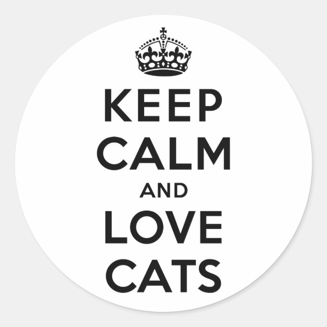 Sticker Rond Gardez le calme et l'amour chats (Devant)