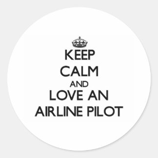 Sticker Rond Gardez le calme et l'amour d'un pilote de ligne