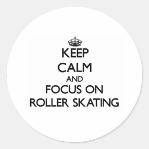 Sticker Rond Gardez le calme et le foyer sur le patinage de