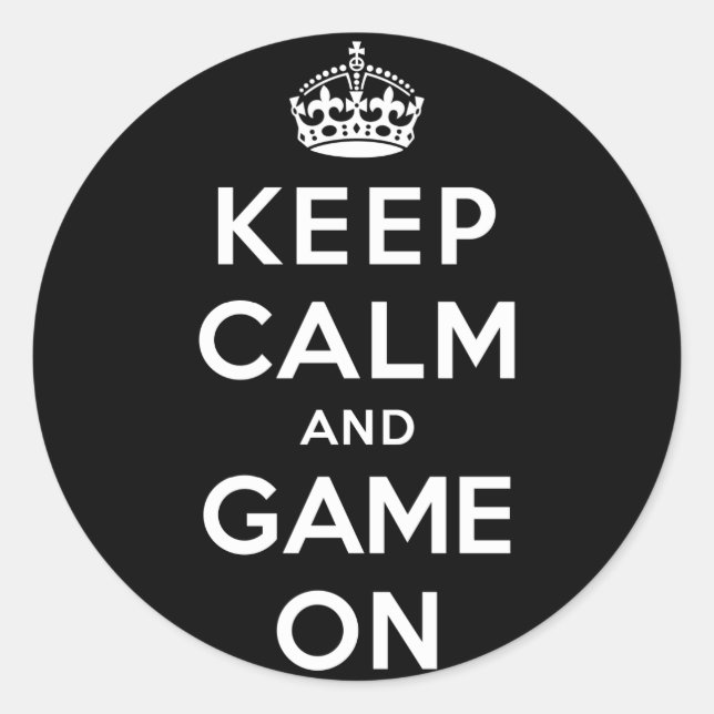 Sticker Rond Gardez le calme et le jeu allumés (Devant)