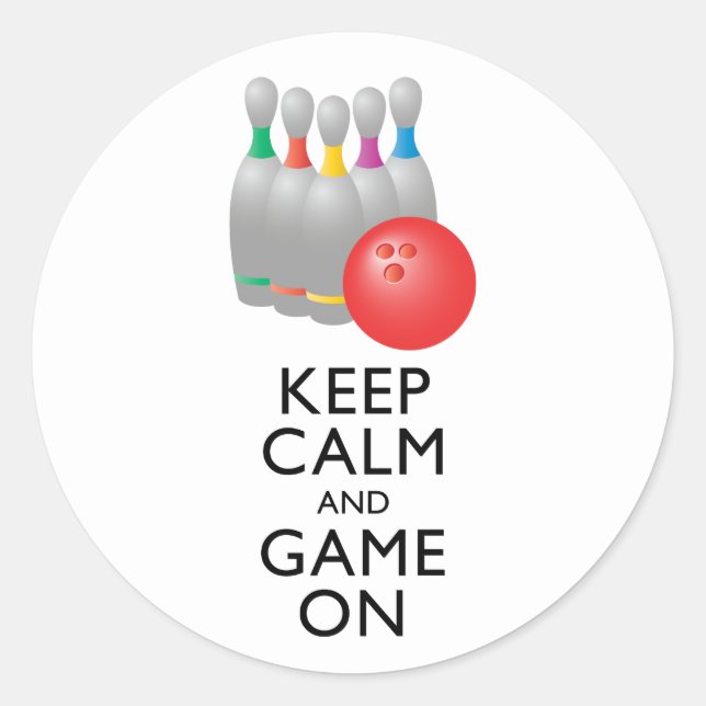 Sticker Rond GARDEZ LE CALME ET LE JEU SUR - Bowling (Devant)