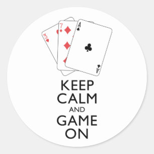 Sticker Rond GARDEZ LE CALME ET LE JEU SUR - Jeux de cartes