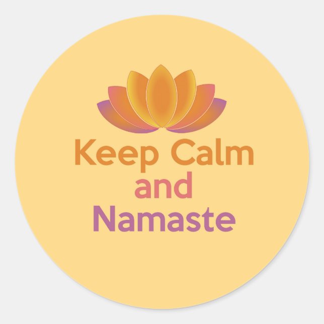 Sticker Rond Gardez le calme et le Namaste - le yoga, (Devant)