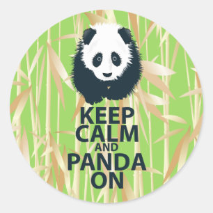 Sticker Rond Gardez le calme et le panda sur le cadeau original