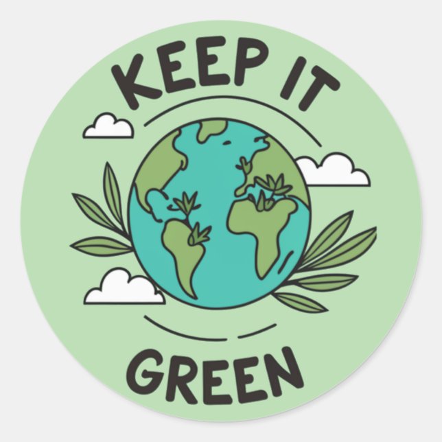 Sticker Rond Gardez-le vert (Devant)
