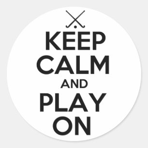 Sticker Rond Gardez l'hockey de champ de calme et de jeu dessus