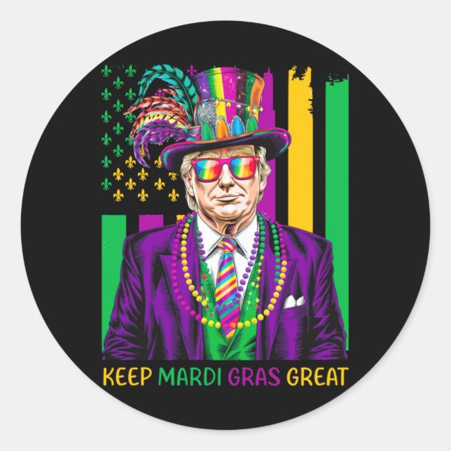 Sticker Rond Gardez Mardi Gras Great (Devant)