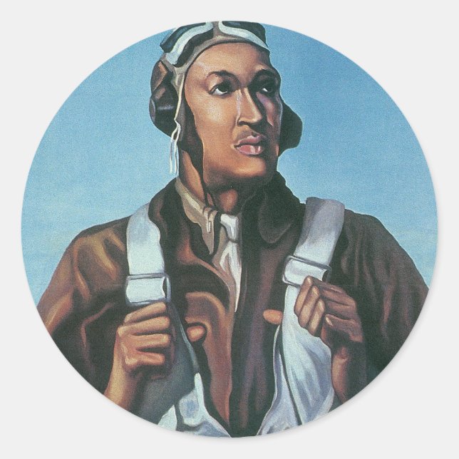 Sticker Rond Gardez-nous en vol ~ Tuskeege Airman (Devant)