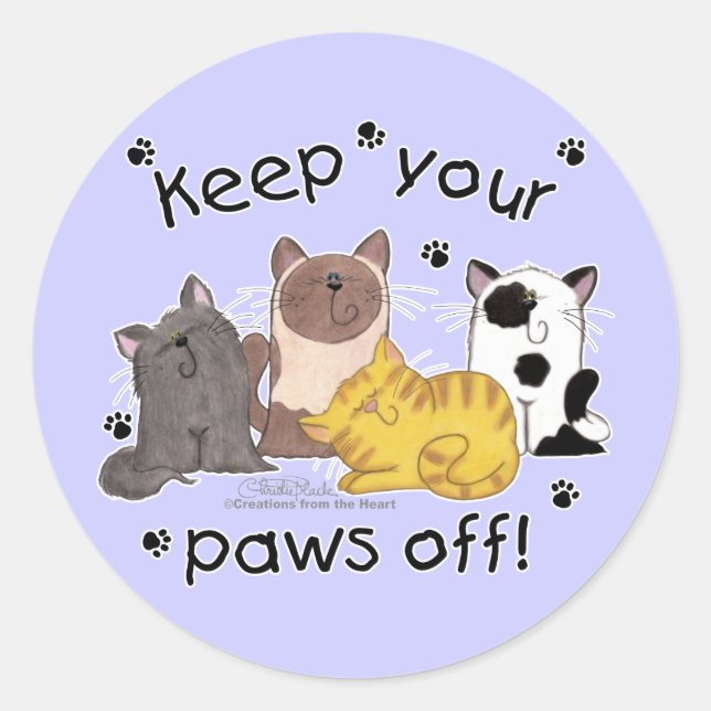 Sticker Rond Gardez vos pattes hors (chats) (Devant)