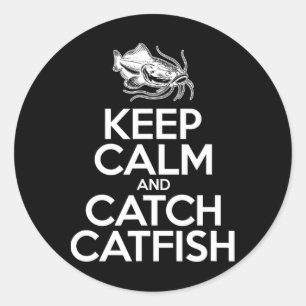 Sticker Rond Gardez votre calme et attrapez du poisson - Pêcheu