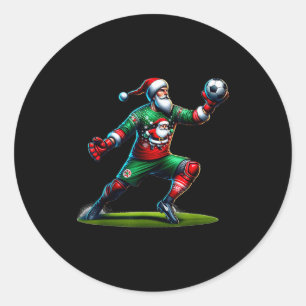 Sticker Rond Gardien de but de football du Père Noël Noël Xmas