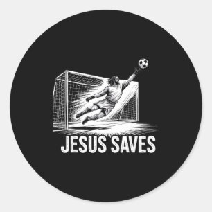 Sticker Rond Gardien de but de football Jésus sauve chrétien So